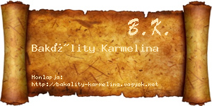 Bakálity Karmelina névjegykártya